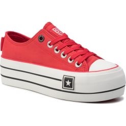 Trampki BIG STAR - EE274580 Red. Czerwone półbuty damskie BIG STAR, bez wzorów, z gumy, bez zapięcia. Za 129,00 zł.