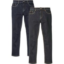 Dżinsy ze stretchem Slim Fit Straight (2 pary) bonprix ciemnoniebieski "stone" + czarny "stone". Niebieskie jeansy męskie bonprix, m, bez wzorów. Za 179,98 zł.