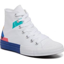 Trampki CONVERSE - Ctas Hi 165092C White/Blue/Enamel Red. Białe półbuty damskie Converse, bez wzorów, z gumy, bez zapięcia. Za 289,00 zł.