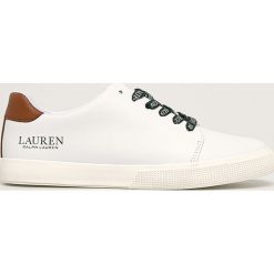 Lauren Ralph Lauren - Buty skórzane. Białe buty sportowe damskie Lauren Ralph Lauren, bez wzorów, ze skóry, sportowe. W wyprzedaży za 299,90 zł.
