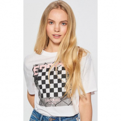 Koszulka z motywem szachownicy - Biały. Białe t-shirty damskie Cropp, l. Za 39,99 zł.