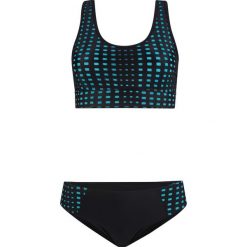 Bikini z biustonoszem bustier (2 części) bonprix czarny. Czarne stroje kąpielowe damskie bonprix, z aplikacjami. Za 99,99 zł.