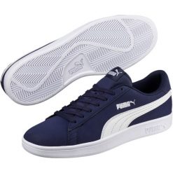 Puma Buty Smash v2 Buck Peacoat White 46. Białe buty sportowe męskie Puma, z nubiku, bez zapięcia, tenisowe. Za 219,00 zł.