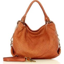 MARCO MAZZINI Miejska torebka z naturalnej skóry old pelle lavata camel. Brązowe listonoszki damskie MAZZINI, w paski, ze skóry, bez dodatków. Za 499,00 zł.