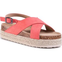 Espadryle BIG STAR - FF274A129 Coral. Czerwone espadryle damskie BIG STAR, bez wzorów, ze skóry, bez obcasa. Za 119,00 zł.