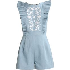 Kombinezony damskie: Fashion Union DEXTER EMBROIDERED Kombinezon blue denim