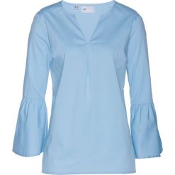 Tunika bonprix lodowy niebieski. Niebieskie tuniki damskie bonprix, bez wzorów, bez kołnierzyka, bez rękawów. Za 54,99 zł.