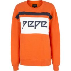 Bluza Pepe Jeans. Pomarańczowe bluzki damskie Pepe Jeans, bez wzorów, z jeansu, bez rękawów, bez kaptura. Za 179,00 zł.