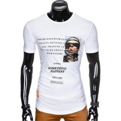 T-shirty męskie: T-SHIRT MĘSKI Z NADRUKIEM S929 – BIAŁY