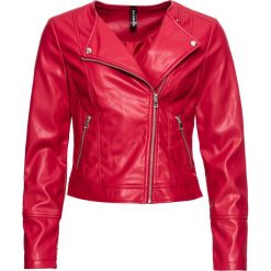 Kurtka biker bonprix czerwony. Czerwone kurtki damskie bonprix, bez wzorów. Za 239,99 zł.