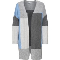 Długi sweter bez zapięcia "colorblocking" bonprix szaro-niebieski perłowy wzorzysty. Szare swetry damskie bonprix, bez wzorów, z długim rękawem, długie, bez kaptura. Za 99,99 zł.