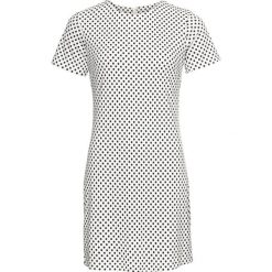 Sukienka shirtowa z krótkim rękawem bonprix biel wełny - czarny w kopki. Białe sukienki damskie bonprix, bez wzorów, z wełny, z okrągłym kołnierzem, z krótkim rękawem, krótkie, mini. Za 89,99 zł.
