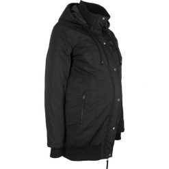Kurtka ciążowa z kapturem i ściągaczem bonprix czarny. Czarne kurtki damskie bonprix, bez wzorów, moda ciążowa. Za 124,99 zł.
