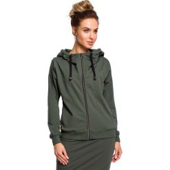 Zielona Rozpinana Bluza z Kapturem. Zielone bluzki damskie Molly.pl, s, bez wzorów, z kapturem, z długim rękawem. Za 145,90 zł.