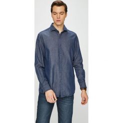 Pierre Cardin - Koszula. Niebieskie koszule męskie Pierre Cardin, bez wzorów, z bawełny, z włoskim kołnierzykiem, z długim rękawem. W wyprzedaży za 179,90 zł.