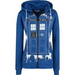 Bluzy damskie: Doctor Who Tardis Graffiti Bluza z kapturem rozpinana damska niebieski