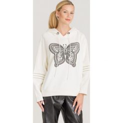 BLUZA TWINSET. Białe bluzy damskie Twinset, s, z haftami, z bawełny, bez rękawów, z kapturem. Za 809,00 zł.