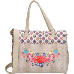 Torebki klasyczne damskie: Torebka „Elif” w kolorze beżowym ze wzorem – 40 x 31 x 10 cm