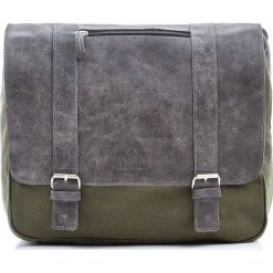 Skórzana torba męska Paolo Peruzzi Adventure GA132 zielono-szara - zielony / szary. Szare torby męskie skórzane w paski, z bawełny. Za 259,99 zł.