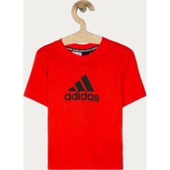 Adidas Performance - T-shirt dziecięcy 110-176 cm. Czerwone t-shirty chłopięce adidas Performance, z nadrukiem, z bawełny, bez rękawów. Za 69,90 zł.