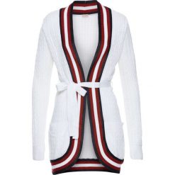 Sweter rozpinany bonprix biało-czerwono-ciemnoniebieski. Białe kardigany damskie bonprix. Za 79,99 zł.