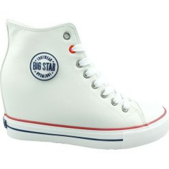 Trampki damskie BIG STAR EE274616, Kolor biały. Białe trampki i tenisówki damskie BIG STAR, bez wzorów, bez zapięcia. Za 140,00 zł.