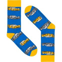 Skarpety Niebieskie Samochody. Niebieskie skarpetki męskie LANCERTO, bez wzorów, z elastanu. Za 29,90 zł.