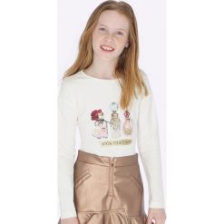 Mayoral - Longsleeve dziecięcy 128-167 cm. Szare bluzki dziewczęce Mayoral, z nadrukiem, z elastanu, z okrągłym kołnierzem, z długim rękawem, długie, bez kaptura. Za 83,90 zł.