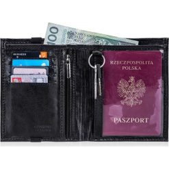 Skórzany portfel męski na paszport SOLIER SW07 czarny - Czarny. Czarne portfele męskie Solier, bez wzorów, ze skóry. Za 99,99 zł.