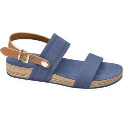 Sandały damskie Bench niebieskie. Niebieskie sandały damskie Bench, bez wzorów, z materiału, bez obcasa, bez zapięcia. Za 139,90 zł.