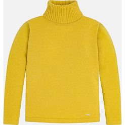 Mayoral - Sweter dziecięcy 104-134 cm. Żółte swetry dziewczęce Mayoral, bez wzorów, z elastanu, z golfem, z krótkim rękawem, krótkie, bez kaptura. W wyprzedaży za 39,90 zł.