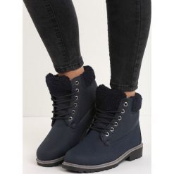 Granatowe Traperki Stitches. Czarne buty zimowe damskie Born2be, z okrągłym noskiem, na niskim obcasie. Za 79,99 zł.