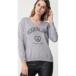 Szary Sweter Crystal Brook. Szare swetry damskie Born2be, s, z nadrukiem, bez rękawów, długie, bez kaptura. Za 109,99 zł.