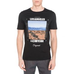 Jack & Jones Suburban Koszulka Czarny. Czarne podkoszulki męskie Jack & Jones, l, z nadrukiem, z bawełny, z krótkim rękawem. Za 66,95 zł.