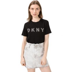DKNY Koszulka Czarny. Czarne topy damskie DKNY, s, z nadrukiem, z elastanu, bez kołnierzyka. Za 206,95 zł.