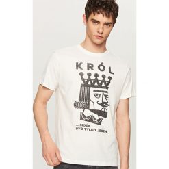 T-shirty męskie: T-shirt z zabawnym nadrukiem – Biały