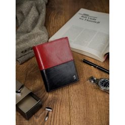 Portfel męski skórzany RFID Rovicky D1072-VT2 - czarny / czerwony. Czerwone portfele męskie ROVICKY, bez wzorów. Za 64,99 zł.