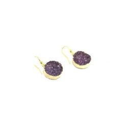 Earring z Kamieni Okrągłe Agat Jagoda złoto. Fioletowe kolczyki damskie Brazi druse jewelry, z agatem, złote. Za 220,00 zł.
