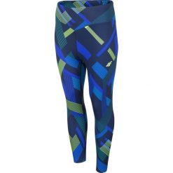 Legginsy treningowe damskie SPDF201 - multikolor allover. Niebieskie legginsy sportowe damskie marki 4f, z materiału, na fitness i siłownię. Za 149,99 zł.
