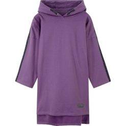 Sukienka dresowa z kapturem bonprix ultrafioletowy. Fioletowe sukienki dziewczęce bonprix, bez wzorów, z dresówki, z długim rękawem, długie. Za 54,99 zł.