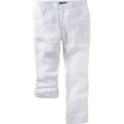 Spodnie lniane z wywijanymi nogawkami Regular Fit Straight bonprix biały. Spodnie męskie bonprix. Za 129,99 zł.