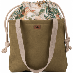 Torebka worek "DUOBAG", kolor kolor khaki bloom. Brązowe torebki worki damskie me&BAGS, w kwiaty, z tkaniny, duże, bez dodatków. Za 229,00 zł.