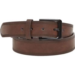 Pasek z obwódką w wypukłe paski. Brązowe paski męskie marki Pull&Bear, w paski. Za 39,90 zł.