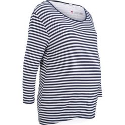 Shirt ciążowy + top do karmienia (2 części) bonprix ciemnoniebieski w paski + biały. Niebieskie topy damskie bonprix, w paski, z wiskozy, bez kołnierzyka, bez rękawów. Za 54,99 zł.