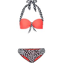 Bikini na fiszbinach (2 części) bonprix koralowo-czarny. Czarne stroje kąpielowe damskie bonprix, bez wzorów. Za 49,99 zł.