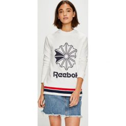 Reebok Classic - Bluza. Białe bluzy damskie Reebok Classic, s, z nadrukiem, z elastanu, bez kaptura. W wyprzedaży za 169,90 zł.