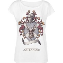 Outlander Lallybroch Koszulka damska biały. Białe bluzki asymetryczne Outlander, l, z nadrukiem, z dekoltem w łódkę. Za 79,90 zł.