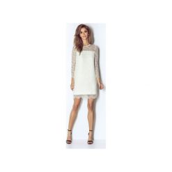 Sukienka Romanica. Białe sukienki damskie dzianinowe marki Wow fashion, s, eleganckie, z klasycznym kołnierzykiem, z długim rękawem, długie, trapezowe. Za 299,00 zł.