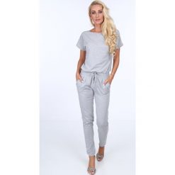 Kombinezon z kokardą Jasnoszary 2950. Szare kombinezony damskie Fasardi, xl, bez wzorów, bez kołnierzyka, bez rękawów. Za 59,00 zł.