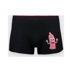 Bokserki męskie Condom. Czerwone bokserki męskie MegaKoszulki, bez wzorów, z elastanu. Za 49,90 zł.